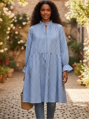 Who What Wear Blue Checkered Maxi Dress